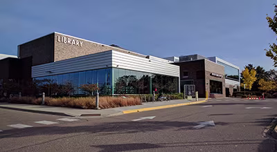 The Rosedale Center shopping area entrance along Snelling Avenue in Roseville, Minnesota.