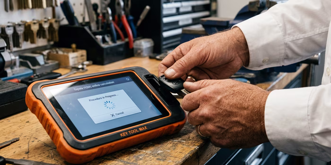 Locksmith cutting and programming a transponder chip key in Minneapolis